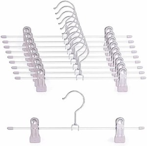 tomoneed ズボンハンガー スカートハンガー 高マンガン鋼材 サビ防止 保護ラバーで傷つかず サイズ調整可 跡つきない 場所を取らない 大