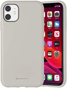 Goospery iPhone 11 シリコンケース 薄型 軽量 バンパー カバー (ライトグレー) IP11-SLC-STN