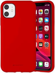 【送料無料】Goospery iPhone 11 シリコンケース 薄型 軽量 バンパー カバー (レッド) IP11-SLC-RED