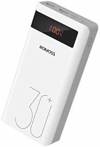 ROMOSS 30000mAh 18W 急速充電 モバイルバッテリー パワーバンク PD対応 QC対応 Type-C入出力 3USB出力ポート 携帯充電器 ポータブル充電