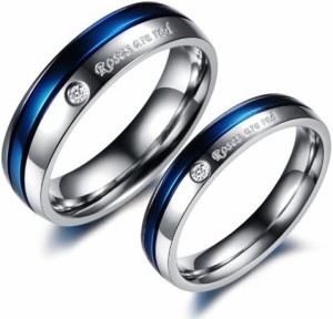 [Rockyu] ブランド 人気 ペアリング ステンレス シンプル シルバー 指輪 おしゃれ 1個販売 女性指輪幅4mm 男性指輪幅6mm サイズ自由組み
