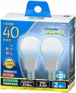 OHM LED電球 小形 E17 40形相当 昼光色 2個入 LDA4D-G-E17IH92-2