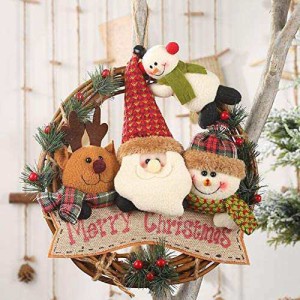 【送料無料】クリスマスリース クリスマス花輪 玄関 庭園 ドア ぶら下げ飾り Merry Christmas 雪だるま サンタクロース サンタクロース 