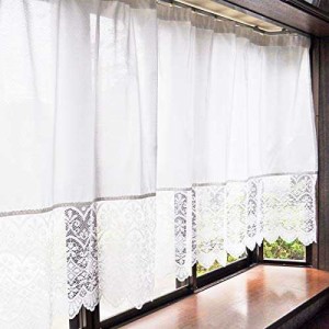 【送料無料】カエイレース(Kaei-lace) レースカーテン ホワイト 300×130ｃｍ 出窓用日本製 花粉キャッチ・遮熱・断熱・UVカット・遮像 2