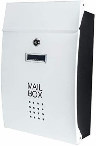 Jssmst（ジェスマット） メールボックス 郵便受け ポスト 北欧風 壁掛け キーロック式 大容量 HPB005-白(ホワイト)