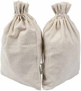 巾着袋 エコバッグ 小物入れ 収納袋 洗濯可能 持ち運び 和風 麻布 2個セット 34cmx30cm