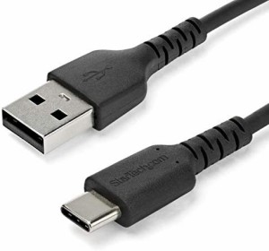 StarTech.com USB-A - USB-C ケーブル/2m/USB 2.0/急速充電・データ転送/アラミド繊維補強/オス・オス/ブラック RUSB2AC2MB