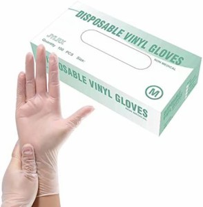 [JYLRX] 使い捨て手袋 ビニール手袋 PVCグローブ 100枚 粉なし【食品衛生法適合】 強靭性 左右兼用 スマホ対応可家庭調理 掃除 検品