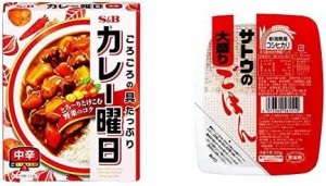 【セット販売】S&B カレー曜日 中辛 230g×5個 + サトウのごはん 新潟県産コシヒカリ大盛 300g×6個