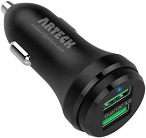 Arteck 2ポート カーチャージャー, [デュアルQC3.0ポート] 40W/8A高速車の充電器 車USB シガーソケット USB 急速充電 に iPhone/iPad/Sam