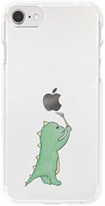 [AKAN] iPhone SE (第3世代 / 2022年) ケース ソフト クリアケース お絵かきザウルス グリーン (エイカン) アイフォン カバー 落下防止