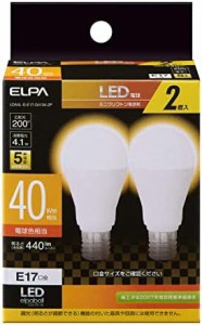 エルパ LED電球 2個セット ミニクリプトン球形 口金E17 40W形 電球色 5年保証 LDA4L-G-E17-G4104-2P
