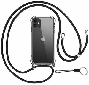 【送料無料】OJBSEN iPhone 11 用ケース アイフォン 11用カバー【ストラップ2種付き】調節可能な ショルダー 肩がけ 首掛け 紐付き 薄型 