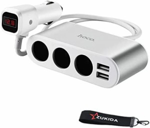 Zukida 合金製 シガーソケット3連 2ポート付き USB充電器 電流3.1A 急速充電 カーチャージャー 120W 急速充電 12V/25V車対応