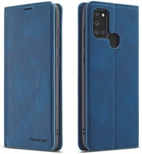 QLTYPRI Samsung Galaxy A21S ケース ギャラクシーA21S ケース 手帳型 本革 人気 高級PUレザー TPU バンパー カード収納 Qi充電対応 横置