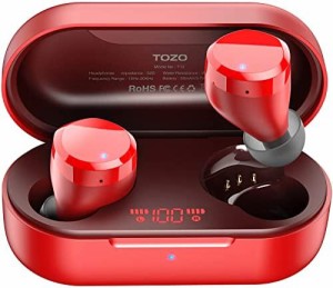 TOZO T12 ワイヤレスイヤホンBluetooth イヤホン Bluetooth 5.0 タッチコントロール イヤホン ワイヤレス充電ケース付き デジタルインジ