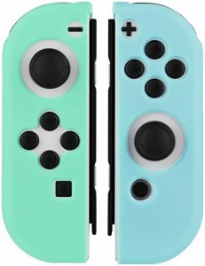 アンサー Switchジョイコン用 シリコンプロテクト (ライトブルー&ライトグリーン)【Nintendo Switch 有機ELモデル対応】