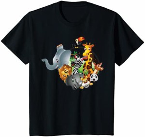 キッズ ゾウ キリン ライオン 動物園 パンダ Tシャツ