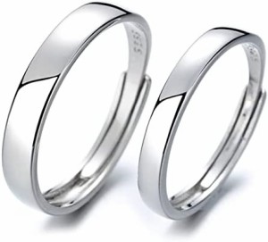 Rockyu ペアリング 2個セット 人気 フリーサイズ シルバー925 セット販売指輪 結婚指輪 婚約指輪 純銀製指輪 サイズ調整可能 メンズ レデ
