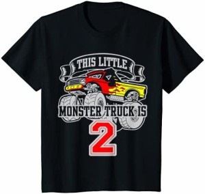 キッズ モンスタートラック2歳の誕生日このリトルモンスタートラック Tシャツ