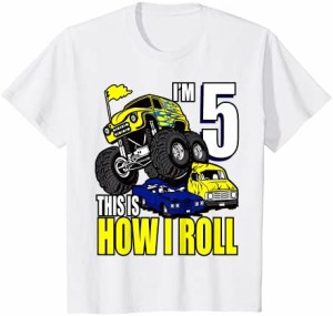 キッズ 5歳5歳の誕生日モンスタートラックシャツ男の子 Tシャツ