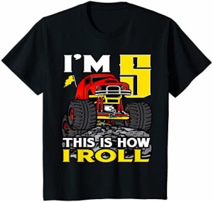 キッズ モンスタートラック5歳の誕生日トップ私は5歳ですこれが私が転がる方法です Tシャツ