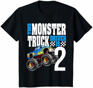 キッズ モンスタートラック2歳の誕生日2歳のモンスタートラックドライバー Tシャツ