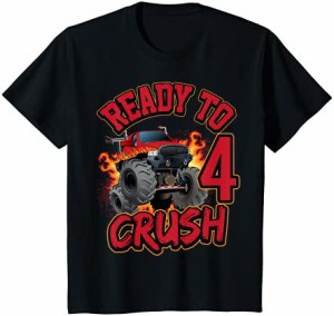 キッズ 男の子4歳の誕生日モンスタートラックの誕生日シャツ4歳 Tシャツ