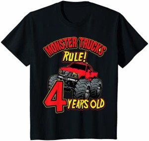 キッズ 男の子4歳の誕生日モンスタートラックの誕生日シャツ4歳 Tシャツ