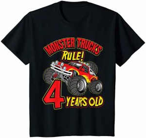 キッズ 男の子4歳の誕生日モンスタートラックの誕生日シャツ4歳 Tシャツ