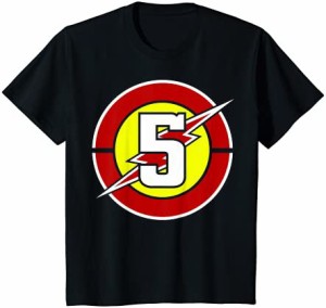 キッズ 5歳の誕生日のスーパーヒーローフラッシュライトニングボルト5歳 Tシャツ