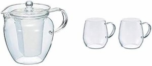 HARIO (ハリオ) 急須 茶茶 なつめ 700ml CHRN-4N & ラウンドマグ2個セット RDM-1824【セット買い】