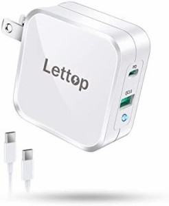 【送料無料】Lettop PD 充電器 65W Type C 急速充電器 USB-A + USB-C 【GaN (窒化ガリウム)採用/2ポート/PD対応/折りたたみ式/Type-Cケー