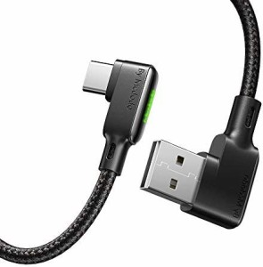 Mcdodo L字型 ケーブル 1.2m USB 両面挿せ 90度曲げ LEDライト付き 3A急速充電 QC 4.0 USB Type - C to USB - A 2.0 高速データ転送 高耐