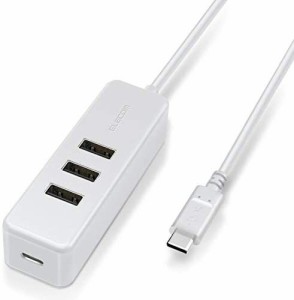 エレコム USBハブ Type-C USB-A 2.0×3ポート USB PD 60W対応 Type-C×1ポート ケーブル30cm マグネット付 ホワイト U2HC-T431PWH