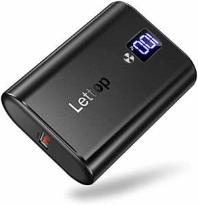 Lettop モバイルバッテリー 10000mAh 大容量 小型 軽量 【18W PD対応/USB-A+USB-C 2ポート/QC3.0搭載】 スマホ充電器 LCD残量表示 旅行/