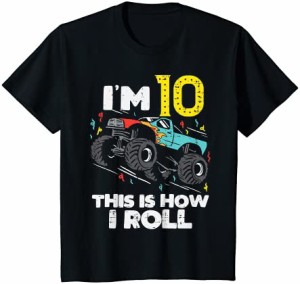 キッズ 私はどのようにモンスタートラックを転がすかIm 10 かわいい10歳の誕生日の男の子のギフト Tシャツ