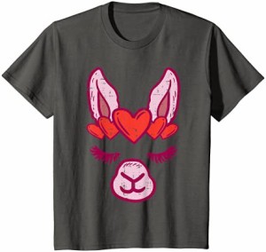 キッズ ラマフェイス ハート かわいいアルパカ バレンタインデー 女の子 キッズ ギフト Tシャツ