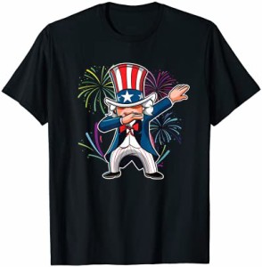 4th of July Fourth of July gift for boys Dabbing Uncle Sam Tシャツ