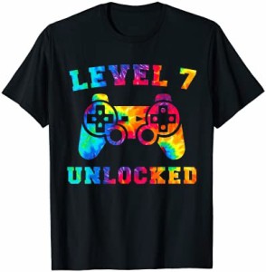 【送料無料】7歳 7歳の誕生日 ゲーマーネクタイ染め 男の子レベルのプレゼント Tシャツ