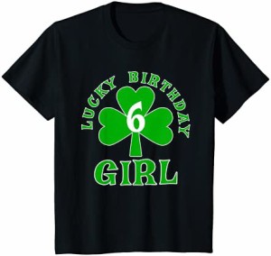 キッズ LUCKY BIRTHDAY GIRL AGE 6 St Patricks Birthday Tee Tシャツ