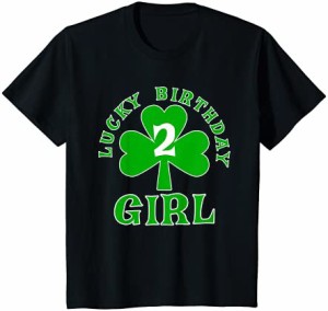 キッズ LUCKY BIRTHDAY GIRL AGE 2 St Patricks Birthday Tee Tシャツ