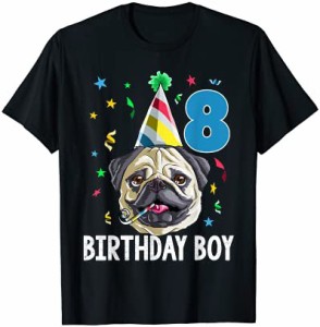 Pug Birthday Boy 8th T Shirt Dog Kids Boys Gift Idea Party Tシャツ