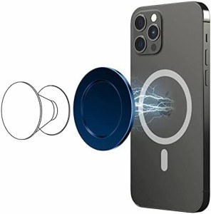 【送料無料】アップル ブルー色 enGMOLPHY iPhone 12/13 /14シリーズ対応マグセーフ対応金属プレート, マグネット吸盤, スマホグリップ/