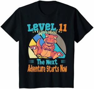 キッズ 恐竜11歳誕生日ゲーマー恐竜レベル11年目 Tシャツ