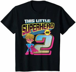 キッズ このリトルスーパーヒーローは2歳のヒーロー2歳の誕生日です Tシャツ