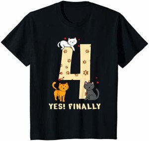 キッズ 4歳の誕生日 女の子へのギフト 猫 Tシャツ