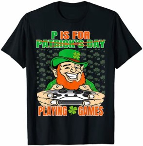 Pはゲームをプレイするためのものですキッズ聖パトリックの日面白いゲーマー男の子 Tシャツ