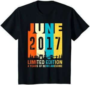 キッズ 4限定版、2017年6月4歳の誕生日 Tシャツ