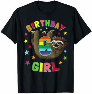 女の子6歳の誕生日ナマケモノ6歳のパーティーキッズギフト Tシャツ